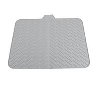 Silicone Dish Drying Mat with Built in Drain Lip, Large Sink Pad, Non Slip Silicone Draining Mat for Dishes and Utensils, Flexible Heat Drying Tray for Countertop, Grey