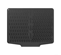 Silicone Dish Drying Mat with Drain Lip for Kitchen Countertops Measures Approximately 40x33cm for Efficient Water Flow into Sink (Black)