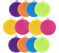 Silicone Dish Scrubber, 12 Count Silicone Sponge Dish Brush, Food Grade BPA Free Reusable Rubber Sponges Dishwasher Safe and Dry Fast, for Kitchen Dish Dishes Fruits Vegetables Washing and Cleaning.