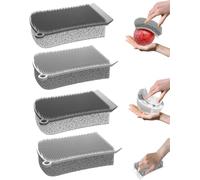 Silicone Dish Scrubber,3 in 1 Dual Sided Kitchen Silicone Sponge Scrub Brush,Reusable Dish Washing Brushes,Multi-Purpose Kitchen Dishwashing Sponge for Pots, Bowls (4pcs)