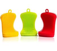 Silicone Dish Sponge 12x 6.5 x 1.6 cm, 3 Pack | Gentle and Hygienic Kitchen Silicone Sponge for Non-Scratch Dish Washing, Cleaning | Colorful Multipurpose Dish Scrubber