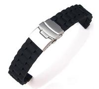 Silicone Diving Watch Band, Black, 18mm Width, Waterproof Strap with Deployment Clasp, Quick Release, Stainless Steel Buckle, 190mm Length