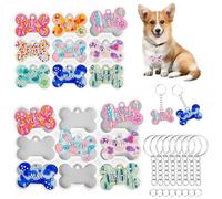 Silicone Dog Bone Pet Tag Resin Molds for Epoxy UV Resin Casting with 10 Pcs Keychain Rings Resins Custom Collar Tags, DIY Keychain Pendant Charms Epoxy Molds Personalized Pet Gifts for Cat Dog