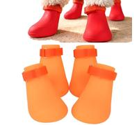 Silicone Dog Boots Paw Protector - Waterproof Anti-Slip Shoes for Indoor Hardwood Floors & Outdoor Walking, Stop Licking, Easy On/Off for Small Medium Large Dogs (orange, XS)