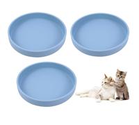 Silicone Dog Bowl Shallow Cat Food Bowls, 6 Inch Wide Cat Bowls Whisker Friendly, No Spill Less Mess Dog Plates for Dry and Wet Food, Set of 3 Puppy Bowls for Small Dogs and Cats