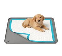 Silicone Dog Pee Pad Holder, 92x64cm Large Puppy Potty Training Tray with 1.5cm Raised Edge & Corner Snaps, Leak-Proof Washable Pet Mat for Floor Protection, Indoor Dog Toilet(92x64cm)