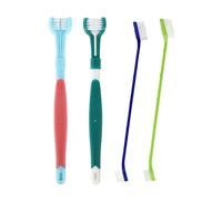 Silicone Dog Toothbrush Set, 4 Pieces, Dog Toothbrush, 2 Pieces 3 Sided Dog Toothbrush, 2 Pieces Double-Sided Toothbrush, Pet Toothbrush, Plastic Pet Toothbrush, for Dogs Cats Cleaning Mouth Tool