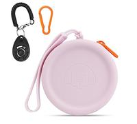 Silicone Dog Treat Pouch Small Bag,with Pet Training Clicker,Walking Bag for Dog and Cat, Pocket Size,Easy to Clean,Odorless,Zipper Design,Moisture-proof,Travel Walking Bag (Purple)