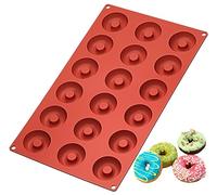 Silicone Donut Baking Pan 18 Cavity Non Stick Doughnut Mould Tray Heat Resistant Oven Microwave Freezer Safe Flexible Baking Sheet for Mini Donuts Cakes Chocolate Desserts