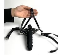 Silicone Double Dildo Penis Open Mouth Gag Plug Extended Deep Throat Training BDSM Fetish Fantasy Sex Toy (C)