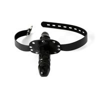 Silicone Double Dildo Penis Open Mouth Gag Plug Extended Deep Throat Training BDSM Fetish Fantasy Sex Toy (A)