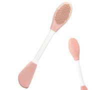 Silicone Double-Headed Face Clay Wash Brush - Ergonomic Handle Scrubbing Tool, Deep Pore Purifying Cleansing Tool Portable Compact Hygiene Spa Salon Travelkit Makeup Removal Appli