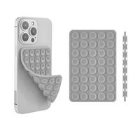 Silicone Double-Sided Suction Cup Phone Case Detachable Mount, Sticky Phone Grip with Higher Suction Power for iPhone, Hands-Free Phone Accessories Holder for Selfies and Videos (Light Grey)