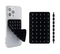 Silicone Double-Sided Suction Cup Phone Case Detachable Mount, Sticky Phone Grip with Higher Suction Power for iPhone, Hands-Free Phone Accessories Holder for Selfies and Videos (Black)