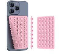 Silicone Double Sided Suction Phone Case Mount, Detachable Hands Free & Strong Grip Holder for Selfies & Videos, Compatible iPhone Android (Light Pink, 1Pack)