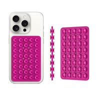 Silicone Double Sided Suction Phone Case Mount, Detachable Hands Free & Strong Grip Holder for Selfies & Videos, Compatible iPhone Android (Rose Red, 1Pack)