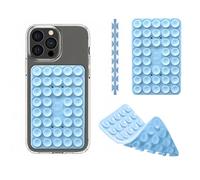 Silicone Double-Sided Suction Phone Grip Detachable Mount - Car Dashboard/Shower Phone Holder, Hands-Free For Selfies & Videos, TikTok/ASMR - iphone & Android Compatible (Large,Baby Blue)