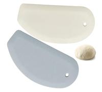Silicone Dough Scraper 2 Pcs, Flexible Curved Edge Bowl Scraper and Bench Scraper for Baking Sourdough Bread, Pizza Dough and Cake, Multipurpose Kitchen Food Pastry Cutter Spatula Tool, White Gray