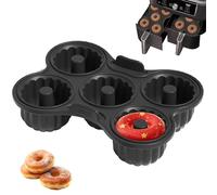 Silicone Doughnut Baking Mould, 5 Grids, Black, Reusable, Non-Stick Pan, Compatible with Ninja AF400EU, AF451EU, AF500DE and SL400EU (21 × 16 × 5 cm) (One Size)