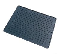 Silicone drain mat designed with angled slope for water drainage and anti slip base to protect For kitchen counters (Black)