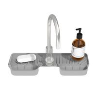 Silicone Drain Mat for Faucet - Non Slip Cuttable Water Drop Catcher Mat | Silicone Sink Protector Pad, Sponge Holder and Splash Guard