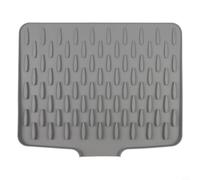 Silicone Drain Mat with Directional Tilt to Move Water Away from Drying Area and Reduce Countertop Moisture (grey)