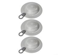 Silicone Drain Strainers, 3Pcs Silicone Drain Protector, Shower Drain Cover Hair Catcher,Sink Strainer Protector Filter Stopper, For Kitchen/Bathtub/Bathroom(Gray 3PC)