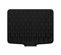 Silicone Draining Mat, Dish Drying Mat Non-Slip Sink Drainer Mat, No-Spill Mat & Heat Resistant Folding Draining Board Mat for Campervan, Kitchen Counter, Bar Accessories Counter - Black