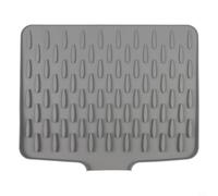 Silicone Draining Mat Heat Resistant Dish Drying Pad with Tilted Water Diversion Design, Non Slip Flexible Countertop Drying Mat for Kitchen Sink Utensils(grey)