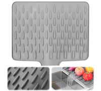 Silicone Draining Mat,Non-Slip Sink Drainer Mat Silicone Dish Drying Mat,No-Spill Mat & Heat Resistant Folding Draining Board Mat for Kitchen Counter,Sink (Grey)