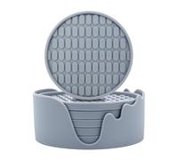 Silicone Drink Coasters - 6X Round Heat-Resistant Silicone Cup Coasters, Modern Drinks Coasters for Bar, Kitchen, and Home Decor | Protective Drink Coasters for Tabletop, Cups, and Glassware