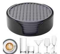 Silicone Drink Coasters - Non Slip Coasters - Round Heat-resistant Pad with Holder Dining Table Kitchen Home Coffee Workplace Bar Centerpiece