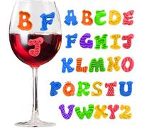 Silicone Drink Markers for Glasses, 26 Pcs Alphabet Beverage Name Tags with Suction Cup, Reusable Wine Charms Identifier Labels for Party, Cocktail, Beer & Family Gathering (A-Z Set) (1 Set)