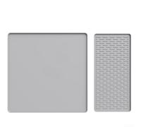 Silicone Drying Mat for Coffee Station with Raised Ridges - Non-Slip Countertop Protector for Air Fryers & Mugs - Easy Clean Black 40x40cm(C)