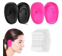 Silicone Ear Covers 2 Pairs Hair Dye Protectors | Elastic Opening, Stay-put Fit, Reduces Pressure around Ears, Includes 100 Disposable Covers
