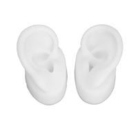 Silicone Ear Model 2pcs, Soft Flexible Silicone Ear Display, Left Right Ear Simulated for Ear Piercing, Ear Jewelry Display Props (White)