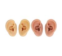 Silicone Ear Model 3D Soft Realistic Left Right Ears Practice Tool for Jewelry Display Beginners (Dark Skin Color and Skin Color)