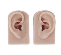 Silicone Ear Model, Flexible Soft Reusable Simulated Human Skin Piercing Practice Ear Model for Acupuncture Training Beauty Teaching and Earrings Display 2PCS (Deep Skin Tone)
