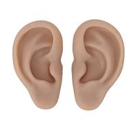Silicone Ear Model, Left and Right Soft Flexible Model Fake Ear Piercing Practice, Silicone Body Parts, Realistic Silicone Ear Mold for Jewelry Display Acupuncture Mannequin(Dark Skin Colour)