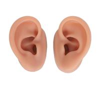 Silicone Ear Model Lifelike Flexible Reusable Left Right Ear Piercing Practice Model for Earrings Earphones Display (Dark Skin)