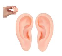 Silicone Ear Model Pair, Soft Flexible Display Practice Tool for Piercing Teaching Hearing Aid Display Light Skin Color 1 to 1 Life Size 1 Pair