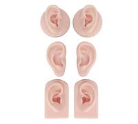 Silicone Ear Model Soft Flexible High Simulation Practical Props 3 Pairs Human Ear Model Piercing Practice Jewelry Display (Light Skin Tone)