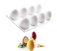 EudoER Silicone Mold Easter Eggs, 8-Cavity Oval Silicone Mold Egg Shape for Cake Decorating, Chocolate Mold, Candy Mold, Jello Mold, Baking Mold for Muffin, Bread and More
