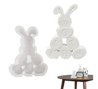 Silicone Easter Rabbit Mould, Rabbit Craft Mould, 5.3 x 4.0 Inch Fondant Tool with Spring Shape, Nonstick Rubber Chocolate, Bunny Candy Mat with Floral Design, Cake Decorating for Easter Party