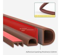 Silicone edge strips with pressure lines and self cohesive for blocking wind, dust, rain, insects, and noise on doors and windows, supporting better indoor climate control (brown)