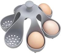 Silicone Egg Boiler, Egg Poacher Cups, Non-Stick Egg Cooker for Poached Eggs, Lightweight Boiled Egg Holder for Kitchen Gadgets (Grey, 6 Holes)