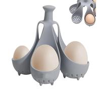 Silicone Egg Boiler, Egg Poacher Cups, Non-Stick Egg Cooker for Poached Eggs, Lightweight Boiled Egg Holder for Kitchen Gadgets (Grey, 4 Holes)