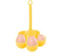 Silicone Egg Cooker - Heat Resistant Tray, Egg Boil Holder | 5 Grid Silicone Boiled Egg Rack, Durable Long Handle Steamer Stand, S