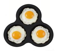 Silicone Egg Cups for Air Fryer, 3-Cavity Cupcake Baking Tray | Round Air Fryer Silicone Baking Mold for Microwave Oven Small Cakes Puddings Pie Breakfast Patty (A)