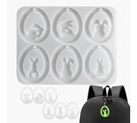Silicone Egg Mold, Egg Molds | Easter Bunny Clay Molds, Keychain, Easter Egg Pendant with 6 Cavities, Epoxy, Plas